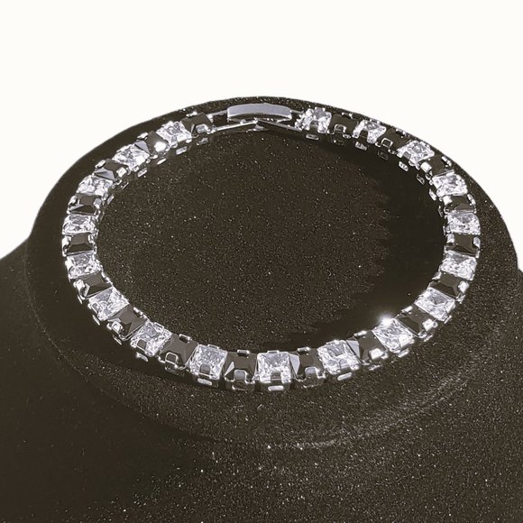 18K White Gold 1ct Black Onyx & Diamond Womens Gemstone Tennis Bracelet Jewelry - Picture 4 of 9